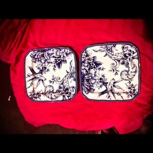 Bundle 2 Elegant Blue and White Floral Square Plates 222 Fifth blue Adelaide